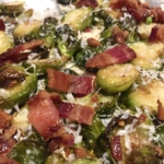 Crispy Roasted Brussel Sprouts with Bacon and Parmesan
